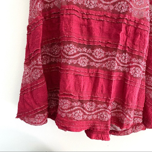 Red Shimmery Semi-Sheer Tank, Large - Picture 3 of 6